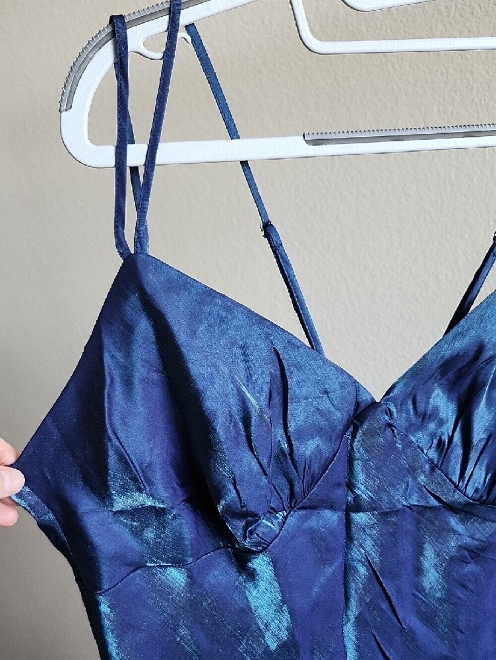 wild fable Iridescent Navy Blue Maxi Slip Dress with Double Straps - Picture 4 of 8